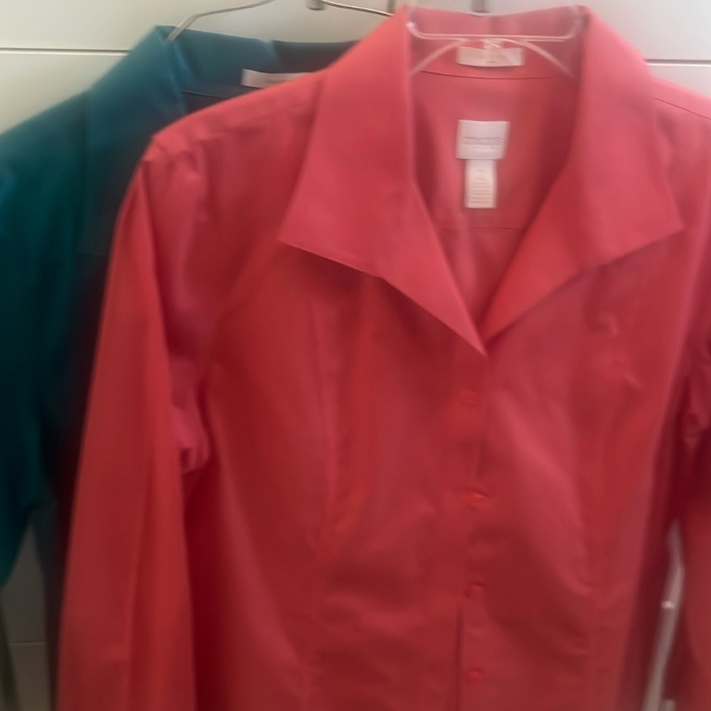2 Gorgeous Chico’s No-iron Blouses in fall colors - Picture 2 of 6